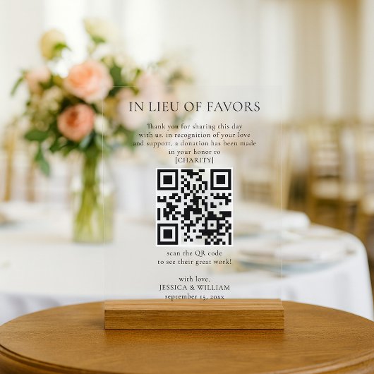In Lieu of Favors With QR Code For Wedding Charity