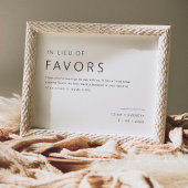 In Lieu van Favors Gift Table Sign Wedding Decor Poster