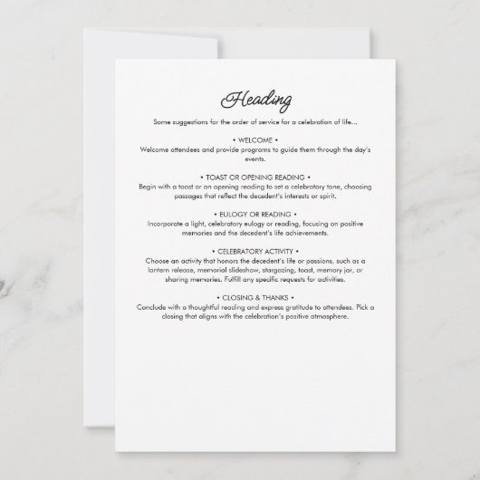 In Lieve Herinnering Herdenkingsprogramma Orde van Kaart (Achterkant)