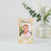 In Loing Memory Floral Photo Funeral Prayer Kaart Visitekaartje (Staand voorkant)