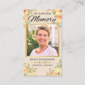 In Loing Memory Floral Photo Funeral Prayer Kaart Visitekaartje (Voorkant)