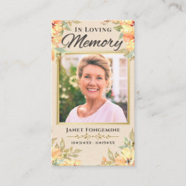 In Loing Memory Floral Photo Funeral Prayer Kaart Visitekaartje