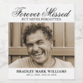 In Loing Memory Photo Funeral Memorial Wijn Etiket (Enkel label)