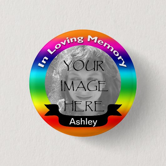 In Loing Memory Rainbow Photo Button (Voorkant)