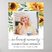 In Loing Memory Sunflower Photo Poster (Voorkant)