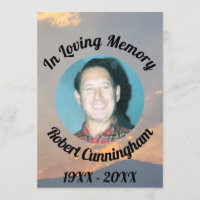 In Loing Memory Sunset Photo Memorial Card