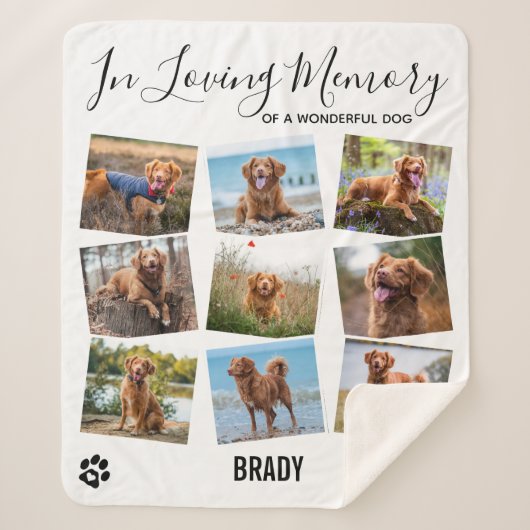In Loopende Memory Pet Memorial Photo Collage Sherpa Deken (Voorkant)