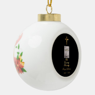 In Loopende Memory Typography Golden Cross Photo Keramische Bal Ornament