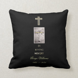 In Loopende Memory Typography Golden Cross Photo Kussen