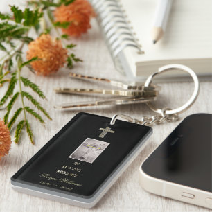 In Loopende Memory Typography Golden Cross Photo Sleutelhanger