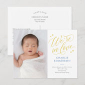 In Love EDITABLE COLOR Birth Announounding Briefka Briefkaart (Voorkant / Achterkant)