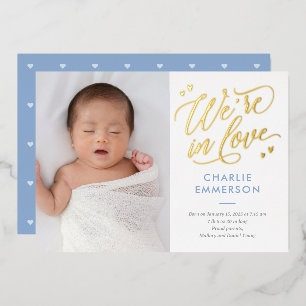 In Love Folie Baby Birth Announounance Feestdagenkaart