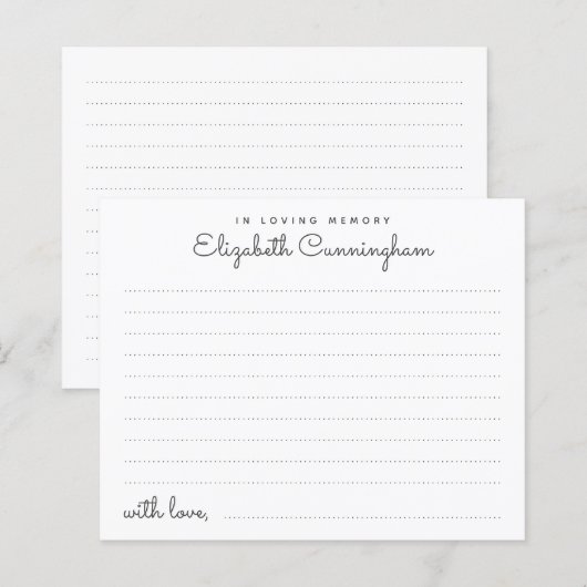 In Love Mémoire Funeral Carte de présence simple (Devant / Derrière)