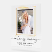 In Love Mémoire Funeral Photo Blanc Faded Sign (Angle)