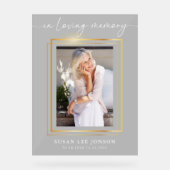 In Love Mémoire Funeral Photo Gris Faded Sign (Recto)