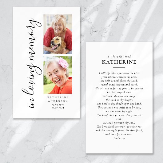 In Love Memory Calligraphy 2 Carte de prière photo