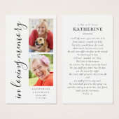 In Love Memory Calligraphy 2 Carte de prière photo (Devant & derrière)