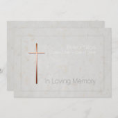 In Love Memory Copper Cross Funeral Invitation 2 (Devant / Derrière)