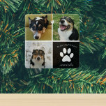 In Love Memory Custom Chig Photo Collage Keepsaké<br><div class="desc">Ce magnifique ornement de Noël personnalisé pour chien photo souvenir est personnalisé avec d'adorables photos et souvenirs de votre petit-déjeuner sucré. Customisez ce cadeau de condoléances réfléchi avec vos propres photos d'animaux de compagnie personnalisées autour d'un carré noir avec un joli empreinte de patte blanc et le nom de votre...</div>