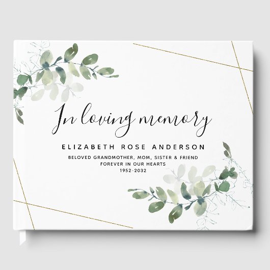 In Love Memory Eucalyptus Funeral Livre d'or (Recto)