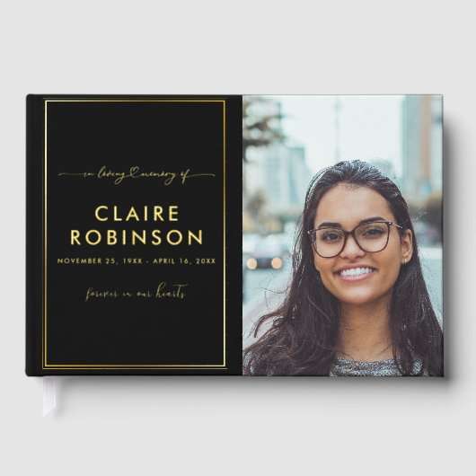 In Love Memory Gold Foil Script photo Funeral (Recto)