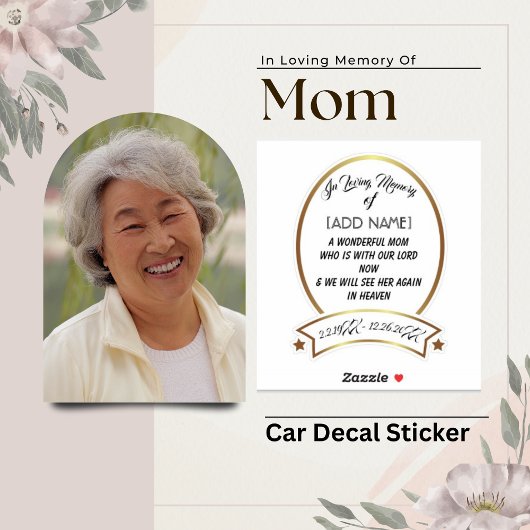 In Love Memory of Mom [AJOUTER LE NOM] Autocollant