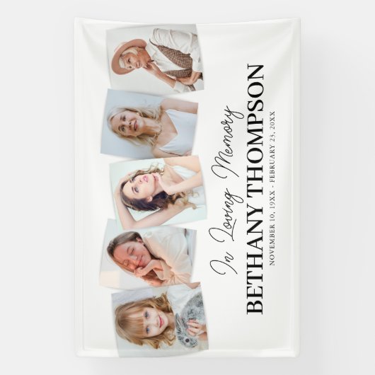 In Love Memory Photo Collage Bannière funéraire (Verticale)