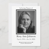 In Love Memory Photo Funeral Invitation (Devant)