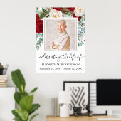 In Love Memory Red Roses Floral Photo Poster (Bureau à domicile)