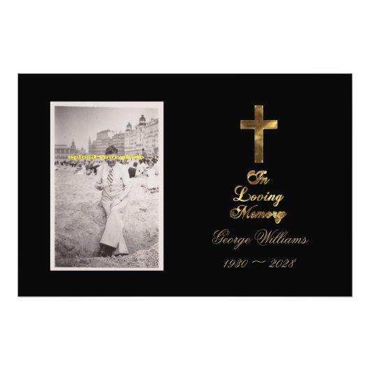 In Love Memory Typography Golden Cross Photo (Devant)