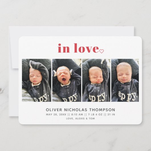 In Love Saint Valentin Faire-part de naissance (Devant)