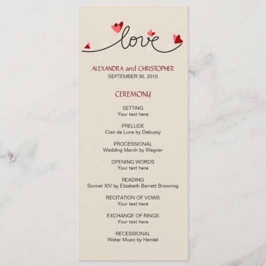 In Love Simple Élégant Programme de mariage de tex (Devant)