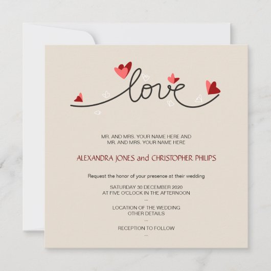 In Love Simple Elegant Text Wedding Kaart (Voorkant)
