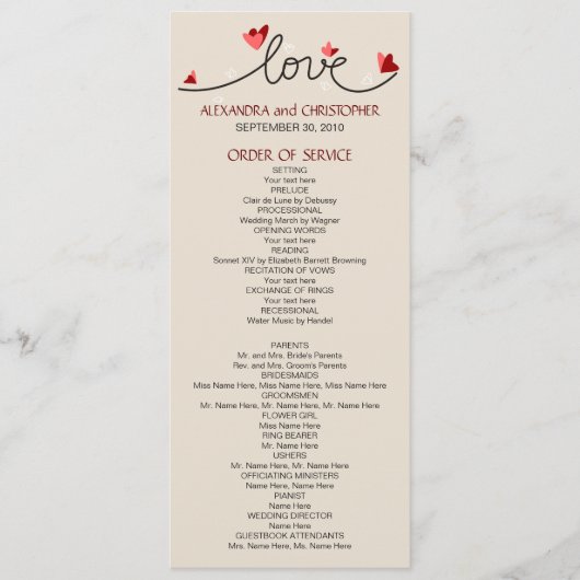 In Love Simple Élégant Texte Mariage Programme 2 (Devant)