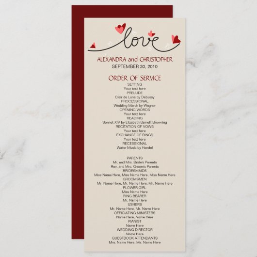 In Love Simple Élégant Texte Mariage Programme 2 (Devant / Derrière)