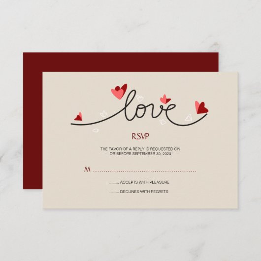 In Love Simple Élégant Texte Mariage RSVP (Devant / Derrière)