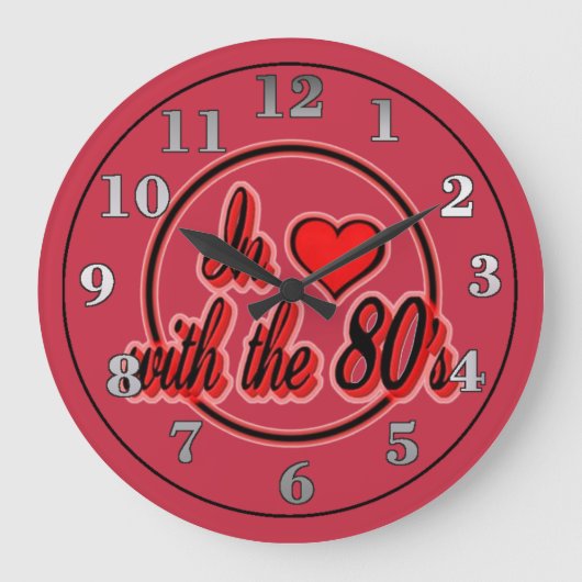 In Love With The 80's Retro Red Logo Horloge mural (Recto)