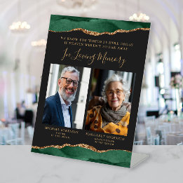 In Loving Memory 2 Foto Groen Donker Trouwen Reclamebord Met Voetstuk