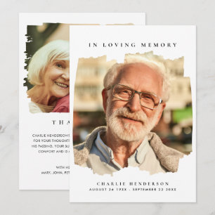 In Loving Memory 2-foto Moderne begrafenis Bedankkaart