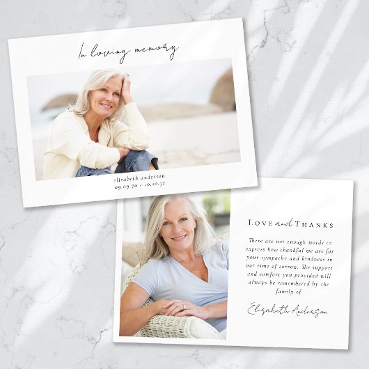 In Loving Memory 2 Foto Sympathie Bedankkaart