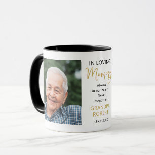 In Loving Memory 2 Foto Zwart en Goud Memorial Mok