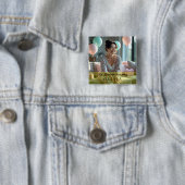 In Loving Memory 2 Inch Square Custom Photo Button (In situ)