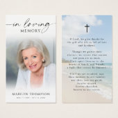 In Loving Memory Beach Photo Funeral Prayer Cards (Devant & derrière)