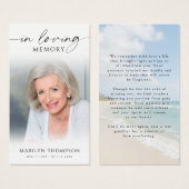 In Loving Memory Beach Photo Memorial Cards (Devant & derrière)
