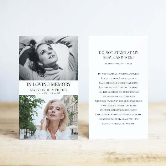 In Loving Memory Before & After Prayer Card