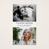 In Loving Memory Before & After Prayer Card Visitekaartje (Voorkant)