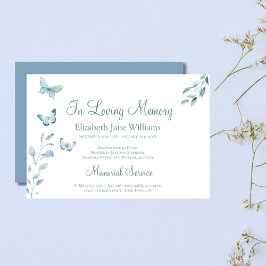 In Loving Memory begrafenis Stoffige Blauwe Vlinde Kaart