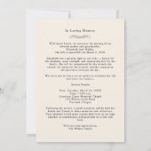 In Loving Memory Beige Photo Funeral Invitation (Dos)