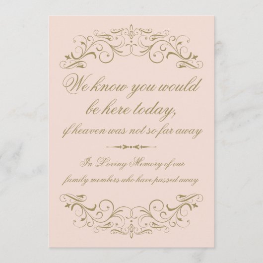 In Loving Memory Blush Antiek Vlaams Weddenschap Aankondiging (Voorkant)