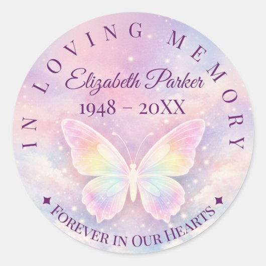 In Loving Memory Butterfly Remembrance Sticker (Voorkant)